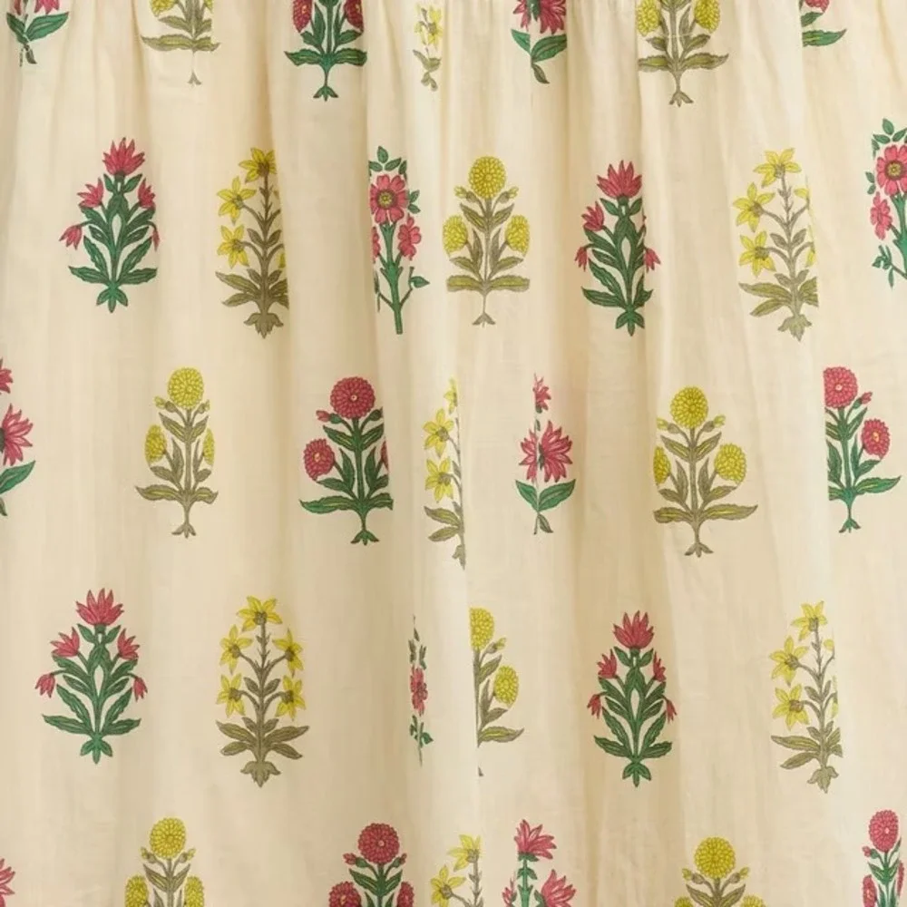 Bila Navara Cotton Maxi Dress Size S Vintage Floral Smocked Puff Sleeve Lined